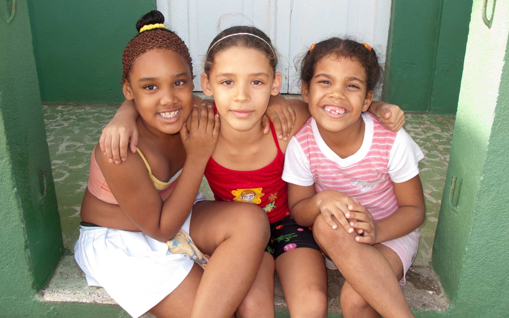 Cuban schoolgirls in Havana. 